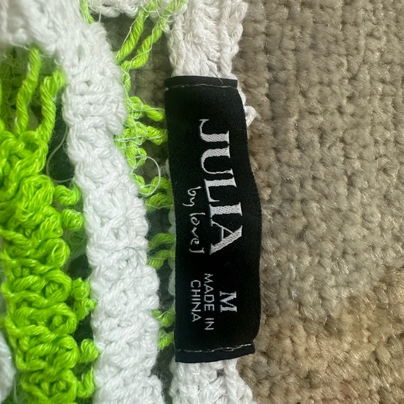 Julia by Love J Crochet Tank Crop Top Green & White - Picture 2 of 12